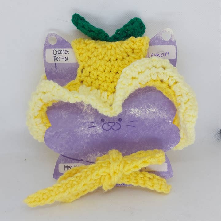 Glitter Ghost Clothing and Accessories - Vente Chapeau – chien - Chapeau citron au crochet - Bonnet pour chat - Bonnet pour animal de compagnie4
