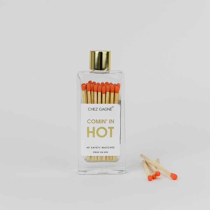 Chez Gagné - Wholesale Matches - Coming In Hot - Glass Bottle Safety Matches - Orange7