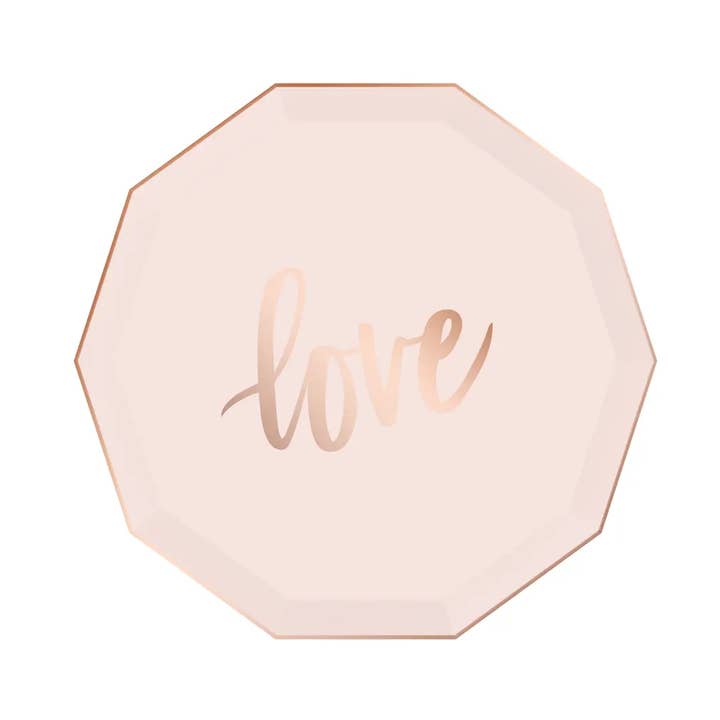 Paper Plates - 8 Pack - Small - Blush & Rose Gold Love for wholesale by Paperboy