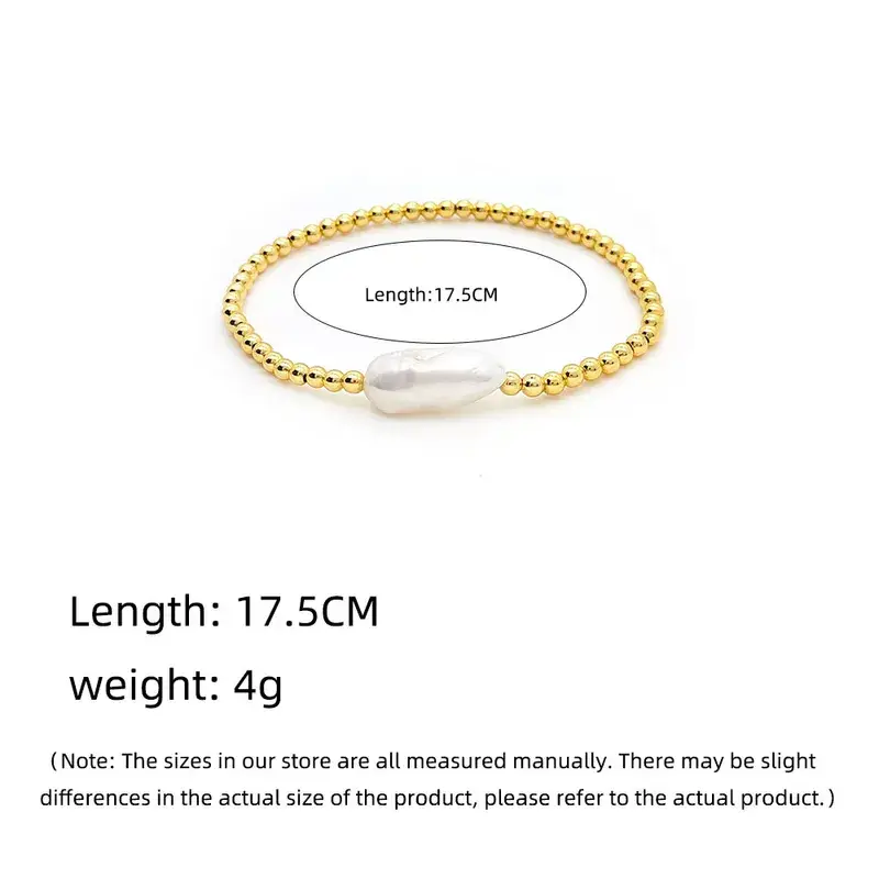 Sweet Cherry Sky - Wholesale Beaded Bracelet - 18K Gold Plated Copper Pearl and Gold Beaded Ball Bracelet4