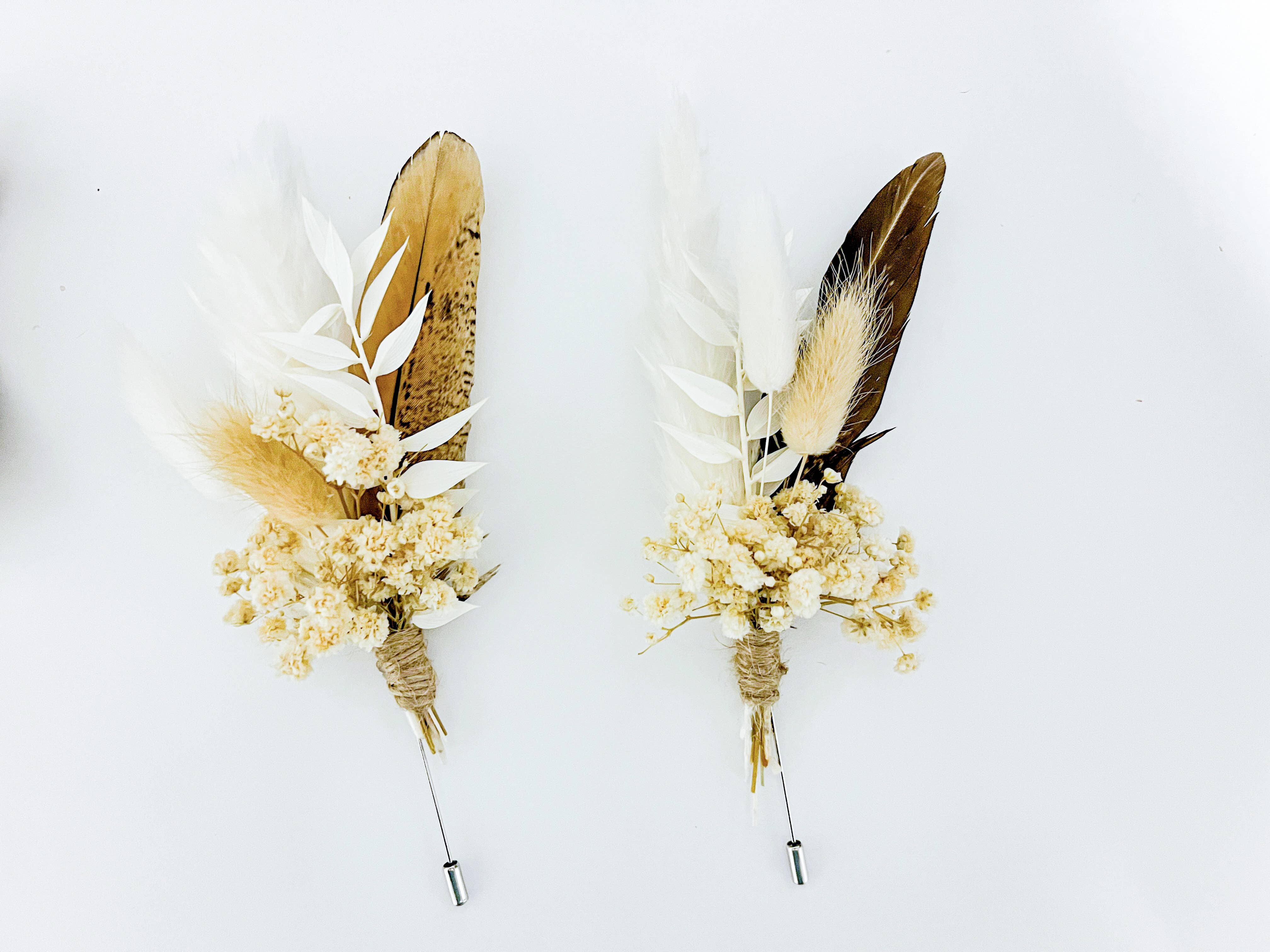 Withered Whimsy - Wholesale Dried/Pressed Flowers - Neutral Boho Wedding Boutonniere - "The Jasper"2