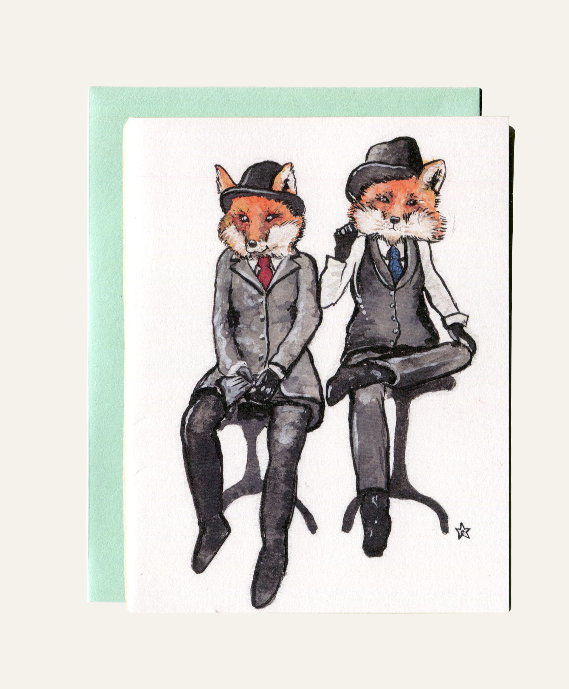 Darling Illustrations - Wholesale Love Card - Pawtners in Crime - Fox Notecard3