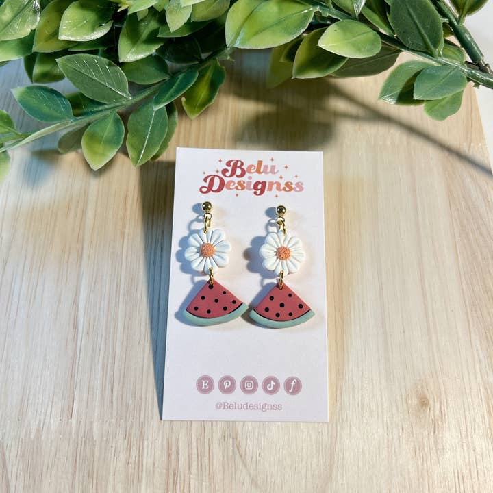 Belu Designss - Wholesale Dangle Earrings - Little fruits with flowers polymer clay earrings
