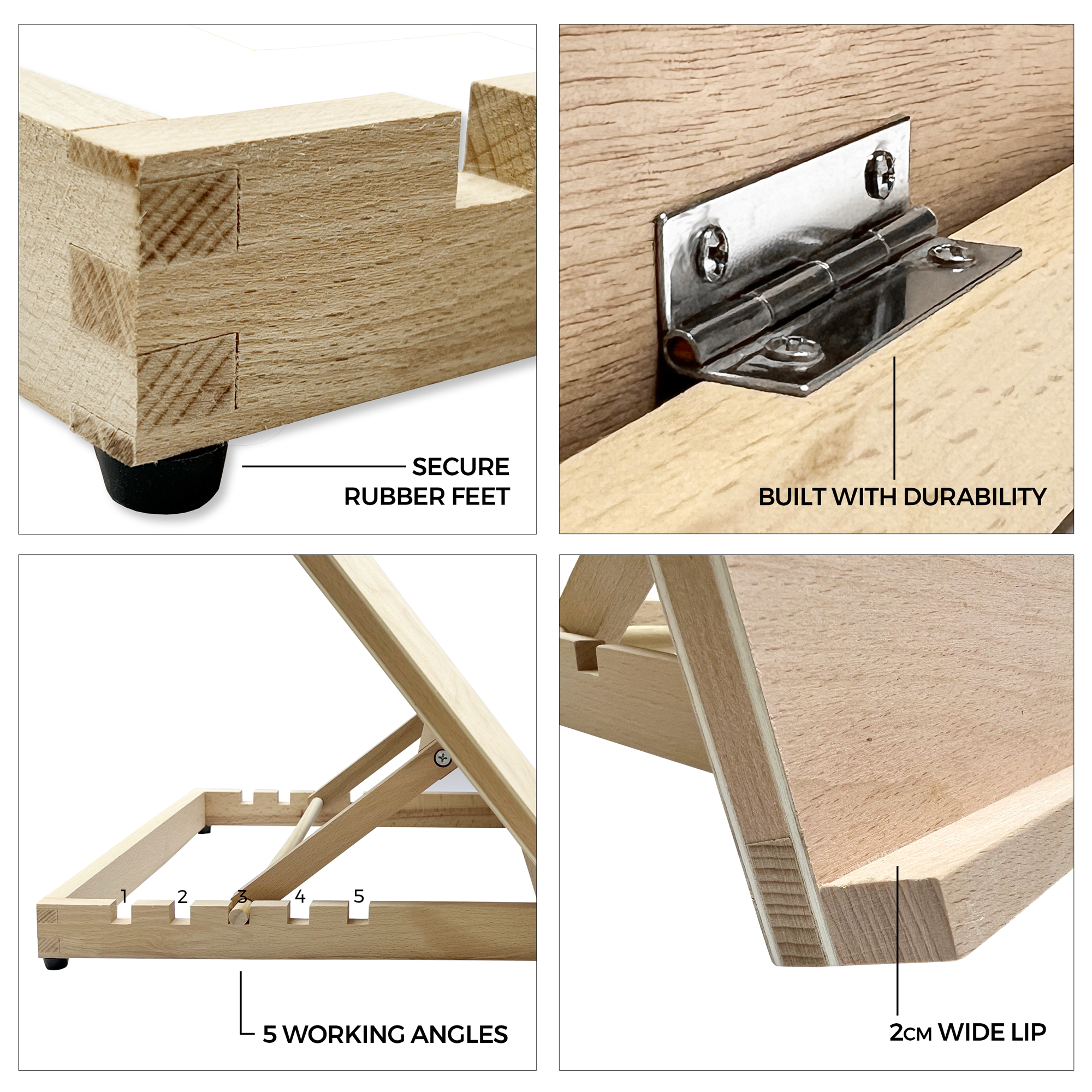 Zieler - Vente Chevalets - Chevalet de table en bois A3 avec 5 angles réglables3