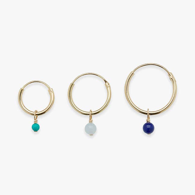 Smooth Pebble gemstone charm earring gold filled for wholesale by Koi Atelier