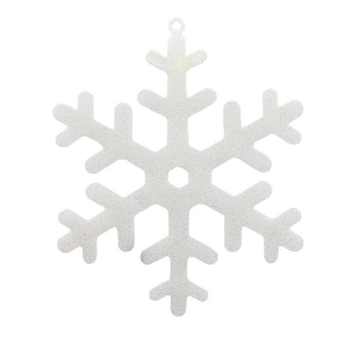 Decorazione glitterata a forma di fiocco di neve, bianco iridescente, 17,8 cm per la vendita all'ingrosso da parte di Very Christmas