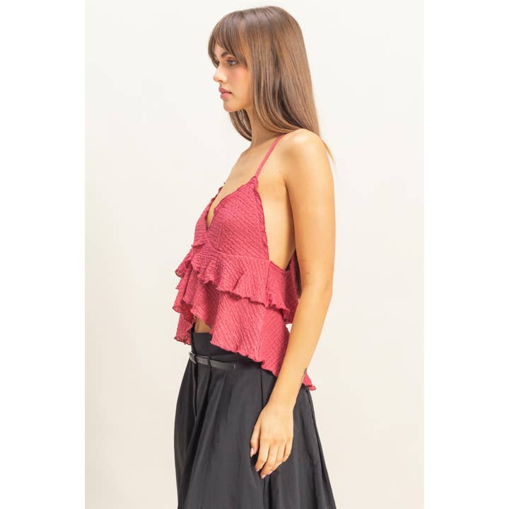 HYFVE - Wholesale Camisole - Women's - HF25A860-V-Neck Ruffled Cami Top