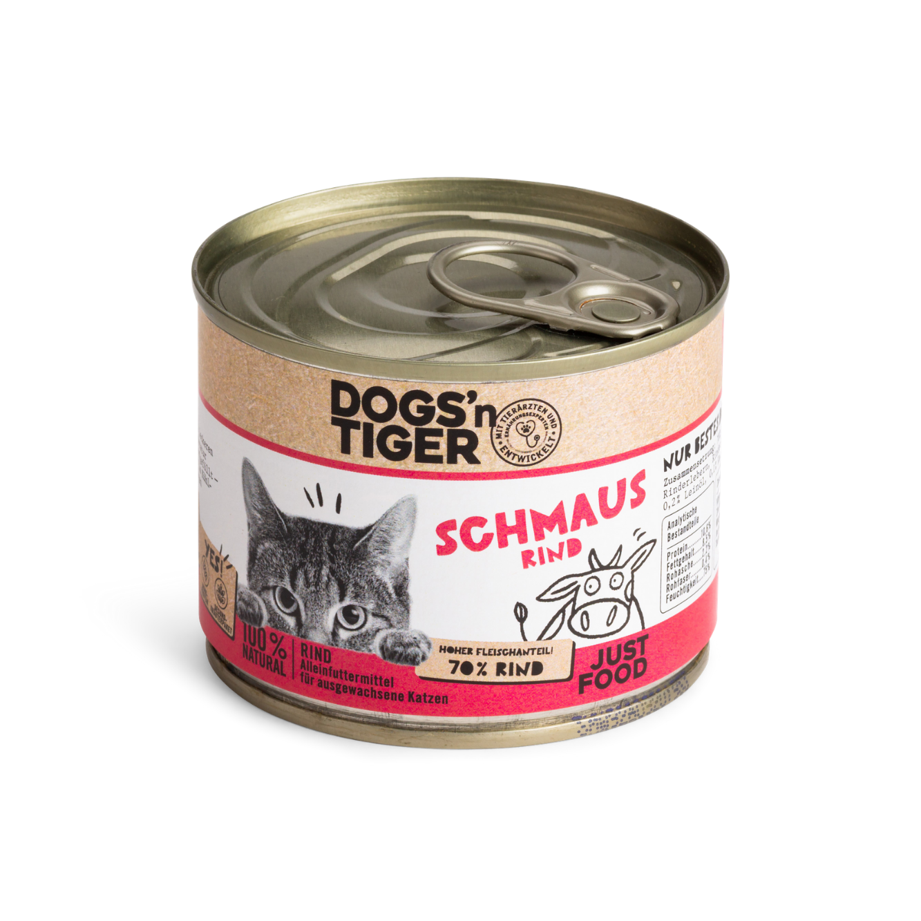 Dogs’n Tiger - Vendita all'ingrosso Cibo - Gatti - Cibo per gatti adulti Dogs'n Tiger Feast, manzo, olio di lino e menta0