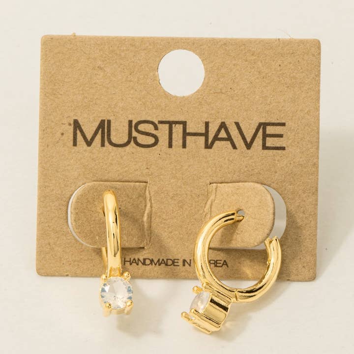 Fame Accessories - Wholesale Hoop Earrings - Gold Dipped Round Cz Gem Hoop Earrings6