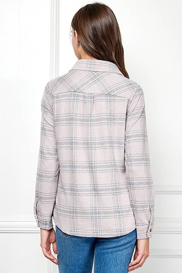 Veracci - Wholesale Button Down Shirt - Women's - Stretch button Up Women Plaid Sweater Shirt13