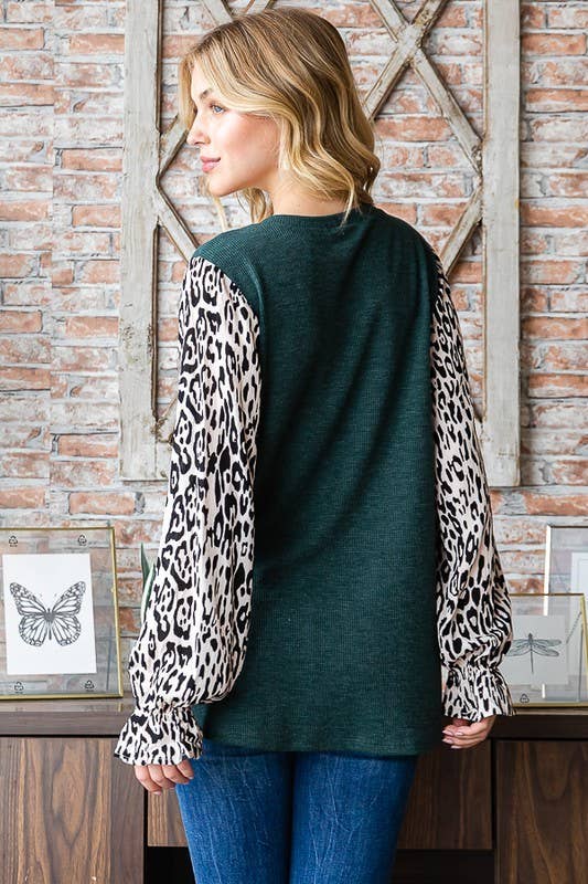 Sunday Morning - Wholesale Tuniek - Dames - T7173HE10-SOLIDE THERMISCHE EN DIERENPRINT LANGE MOUWEN TOP8