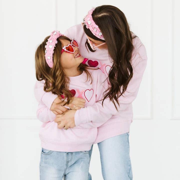 Sweet Wink - Wholesale Sweatshirt - Kids - XOXO Sequin Patch Valentine's Day Sweatshirt - Kids Clothing5