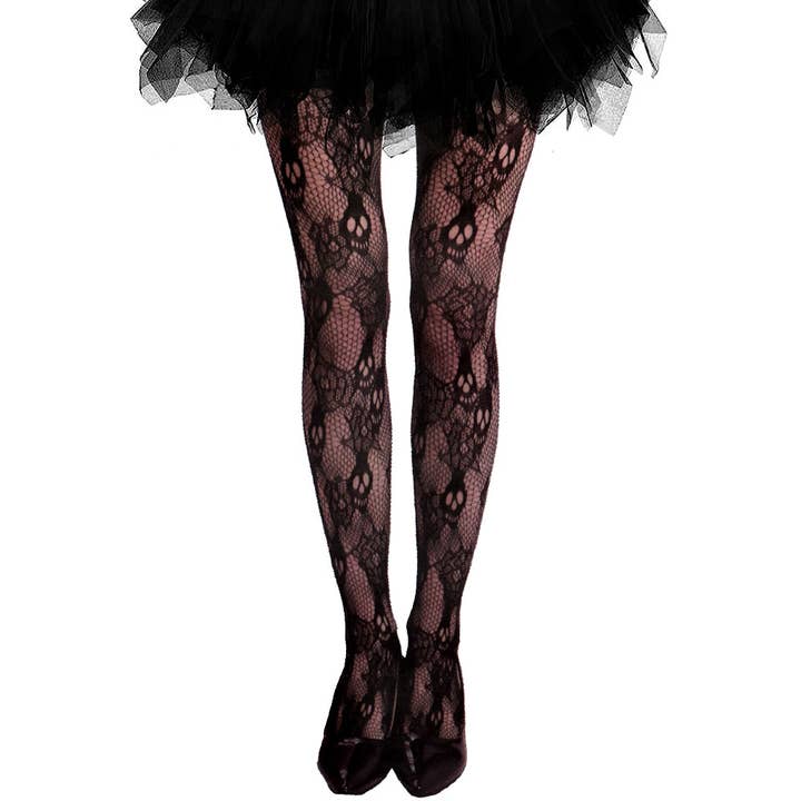 Sensibling Corp. - Wholesale Tights - Women's - Skull Halloween Costume Fishnet Tights