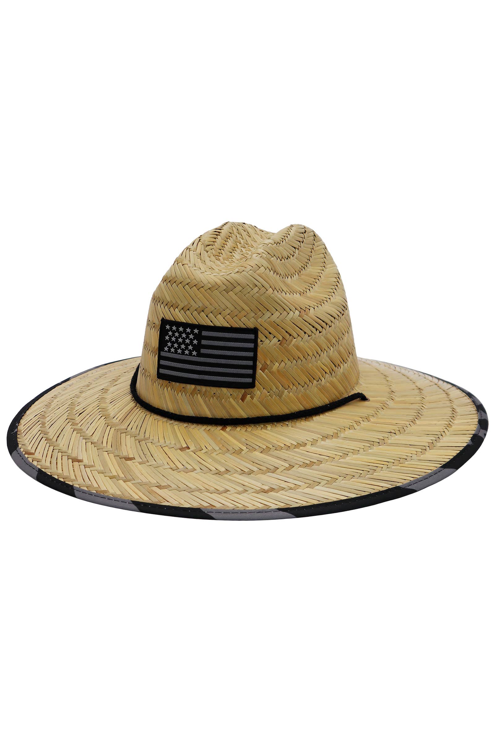 Cap Zone - Wholesale Straw Hat - Unisex - American Flag Under Brim Rush Straw Lifeguard Hat6