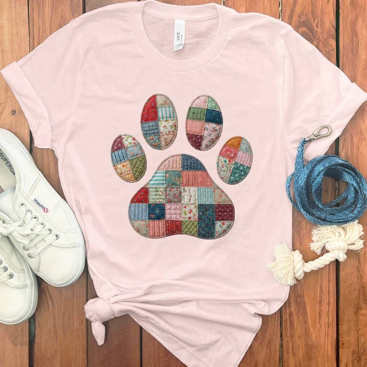 Puppy Jo - Wholesale Screen Printed T-Shirt - Women's - Faux Quilt Paw T-Shirt7