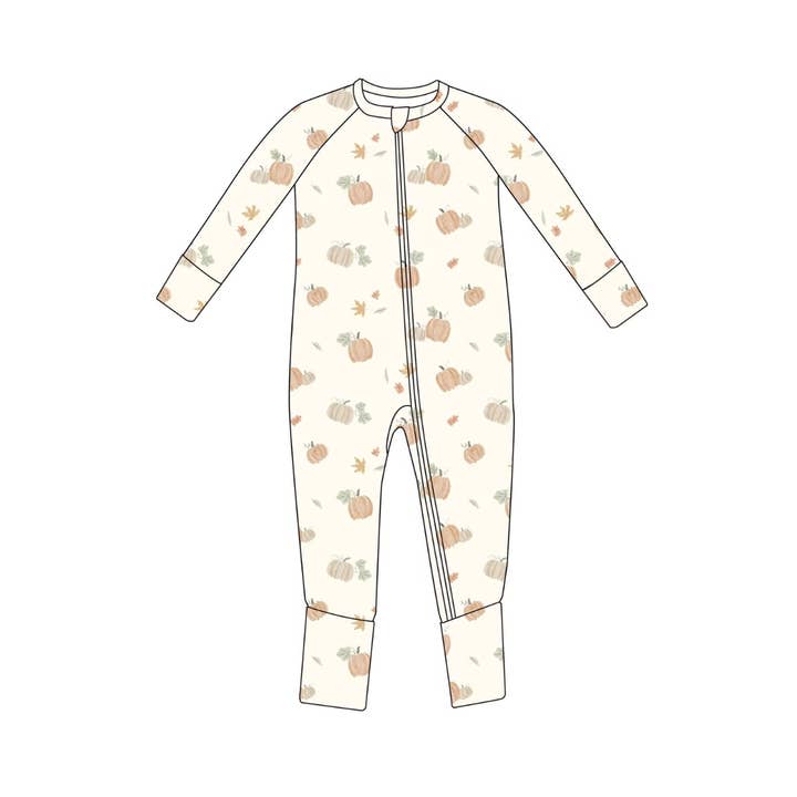 Bamboo Convertible Footie Romper | Pumpkin for wholesale by Emi Lei