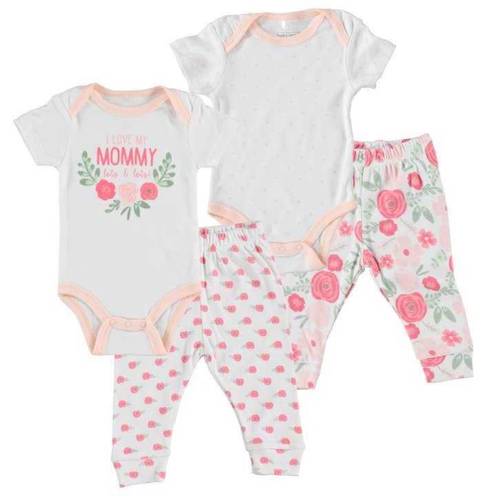 Cutie Pie Baby - Wholesale Clothing Set - Baby - Baby Girl Newborn Onesie Set - 2-Pack: Pants & Snap Closure Onesie