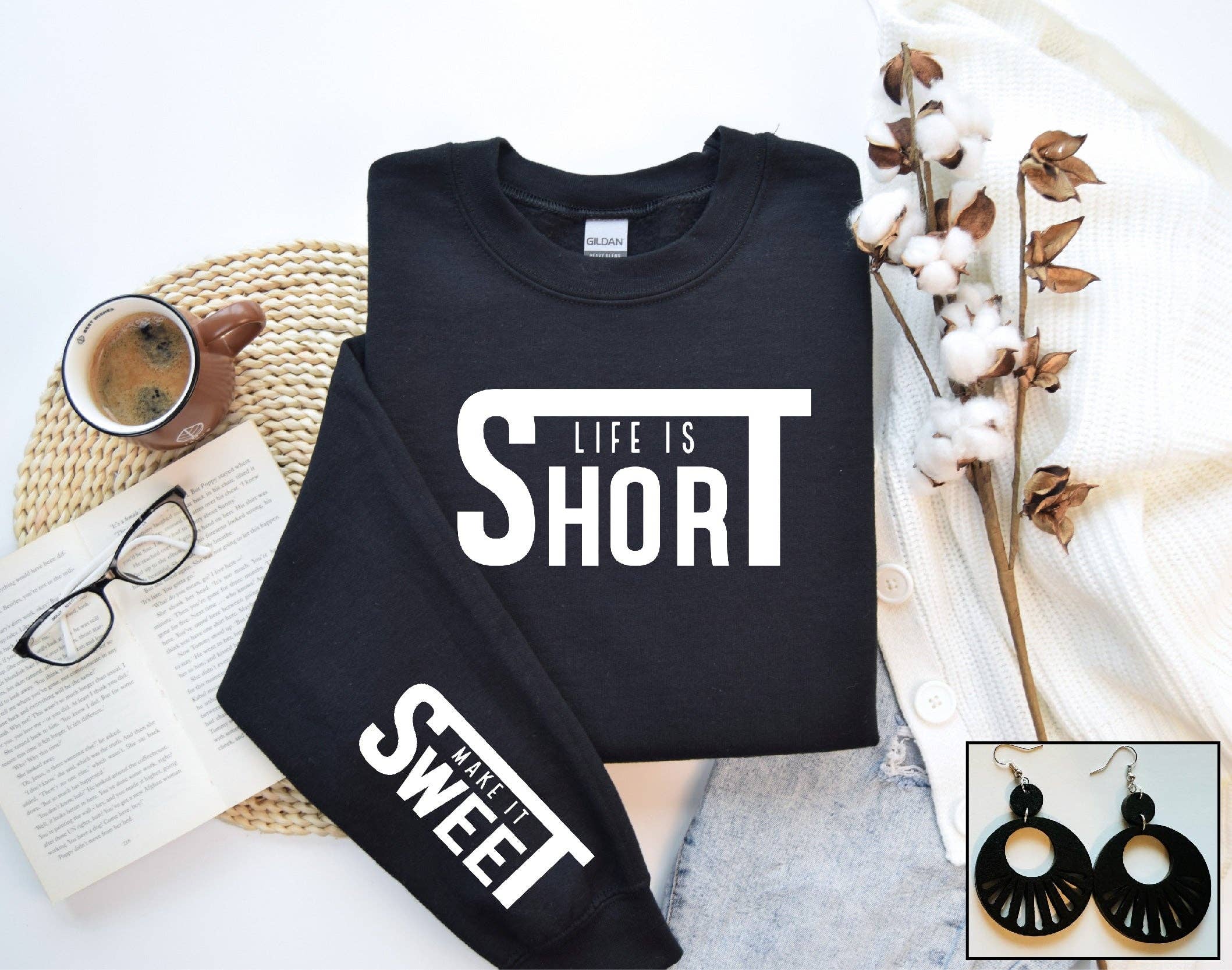 Southern Attitude Designs Inc - Vente Sweat-shirt à imprimés – femme - La vie est courte0