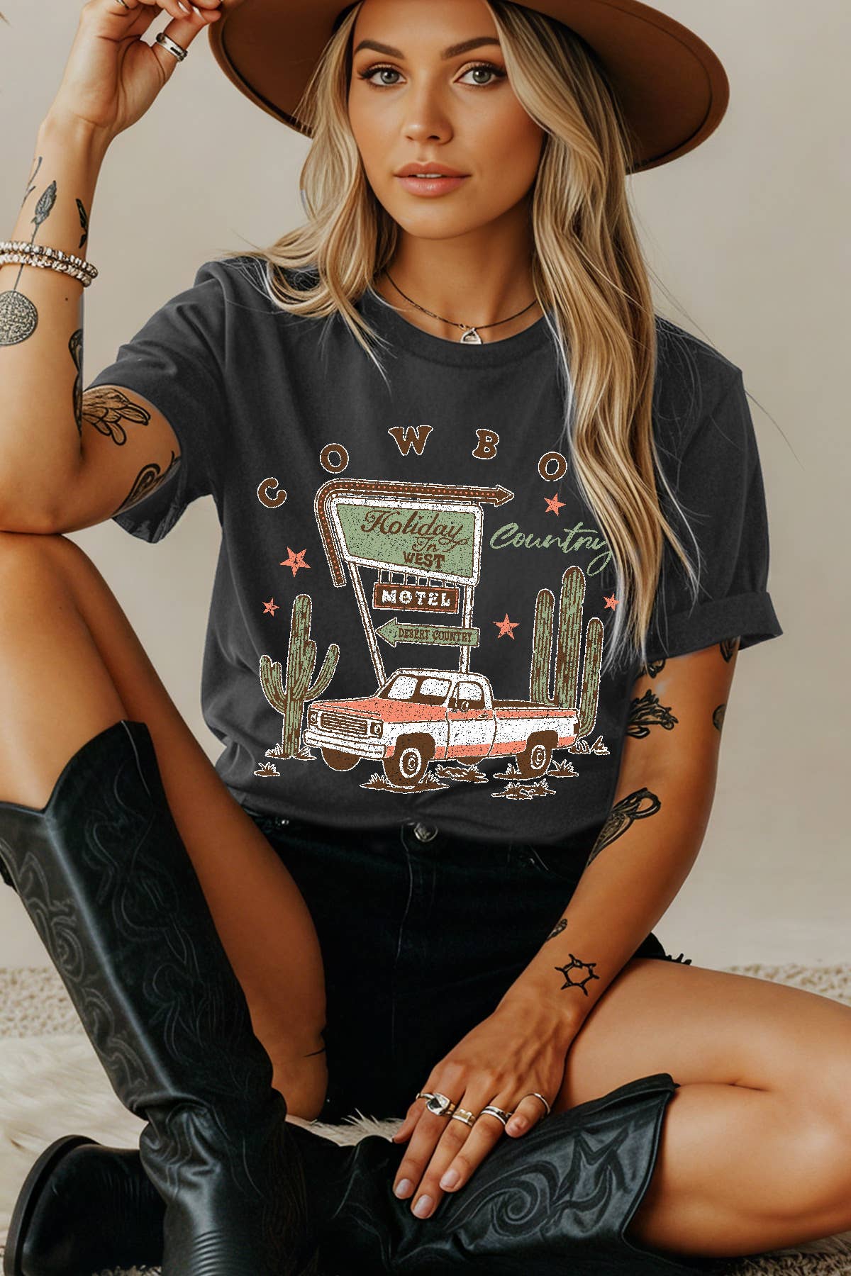 Amused by Blue - Wholesale Screen Printed T-Shirt - Women's - Women Country Graphic Print Short Sleeve Solid Top7