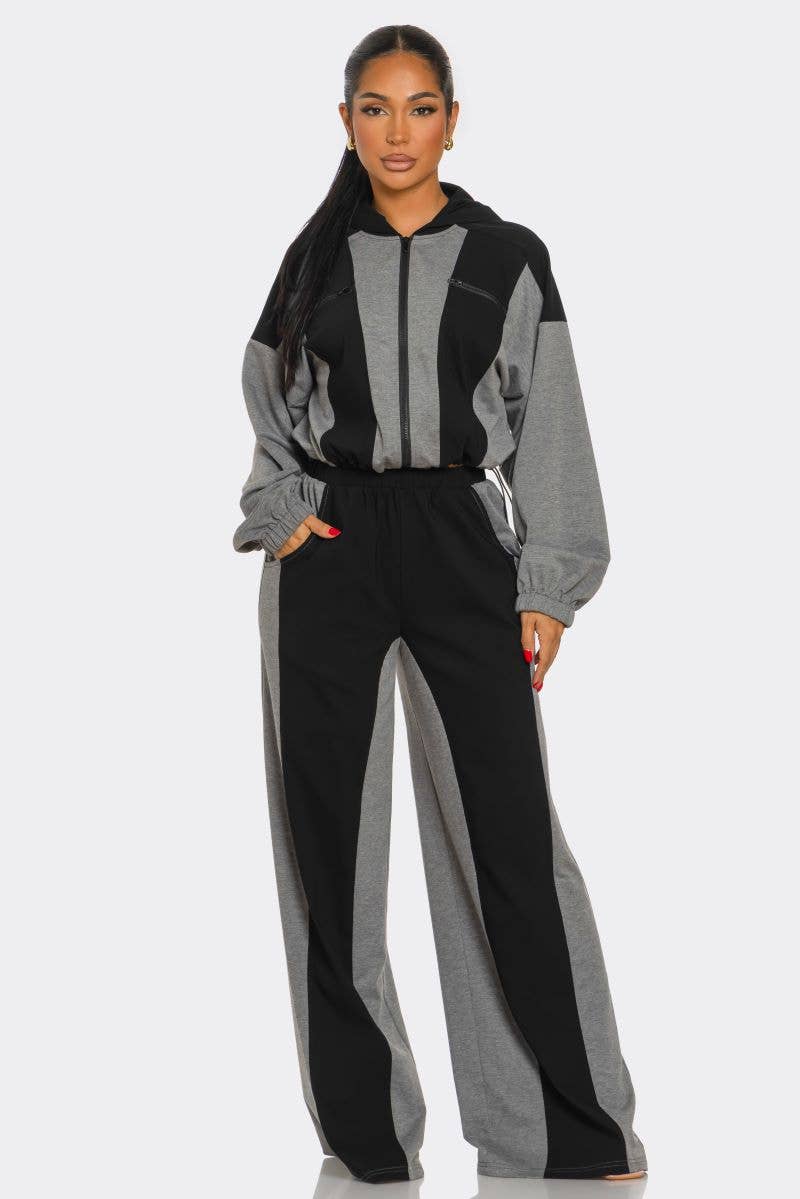 CAPSULLE - Venta al por mayor Conjuntos de top y pantalón (NO para estar en casa) - Mujer - CONJUNTO DE PANTALONES RECTOS A BLOQUES DE COLOR5