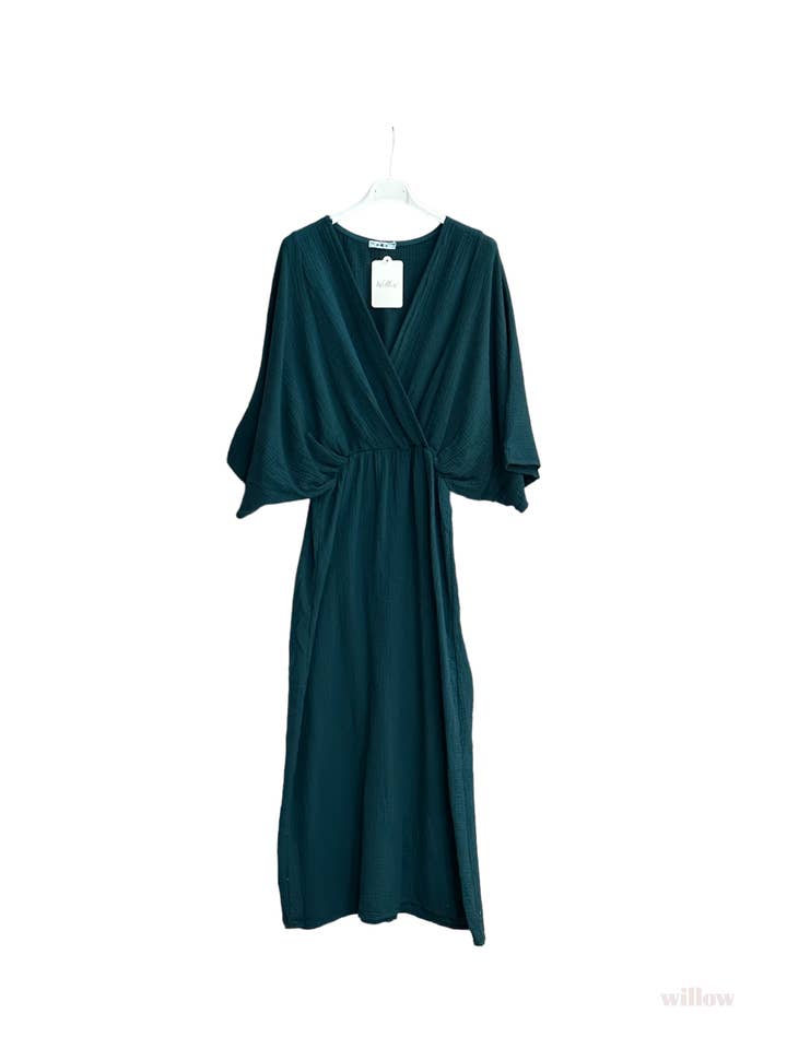 MOONSUN - Wholesale Dress - Women's - Empire cotton gauze double-breasted long dress #5142A
