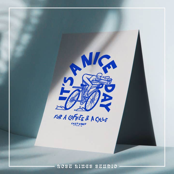 Lost Lines Studio - Wholesale Art Print - Cycle & a Coffee | Art Print | Illustrated Print | Surf Art2