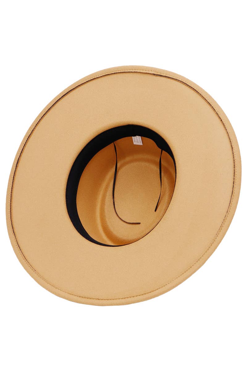 Cap Zone - Vendita all'ingrosso Fedora - Donna - Cappello rancher bolero in lana sintetica con nastro piccolo, catena oro e tesa larga22