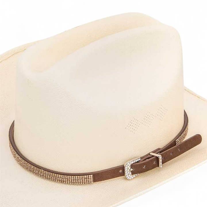 Ceinture de chapeau en cuir cristal pour la vente par Rope & Spurs