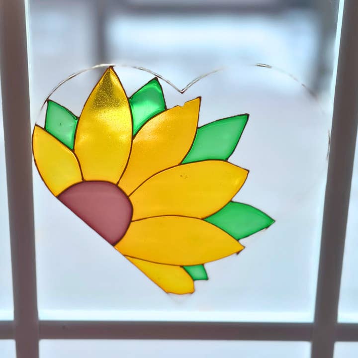 Hand-Painted Sunflower Acrylic Suncatcher, Window decor for wholesale by Craftify Mom