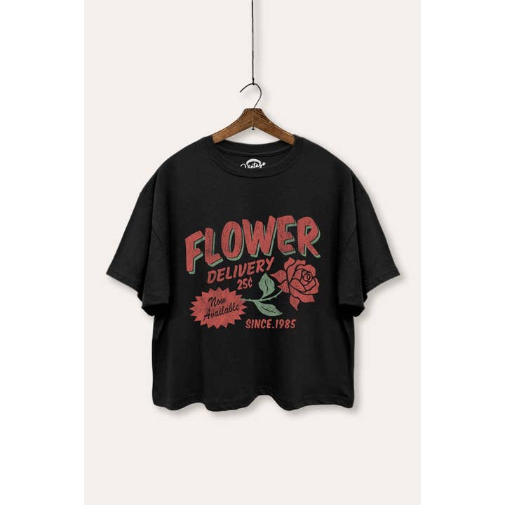 STARCHIS - Wholesale T-Shirt (Graphic) - Women's - FLOWER DELIVERY OVERSIZED BOXY GRAPHIC CROP TOP2