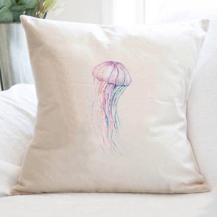 Colorful Jellyfish - Square Canvas Pillow for wholesale by Cottage Shore