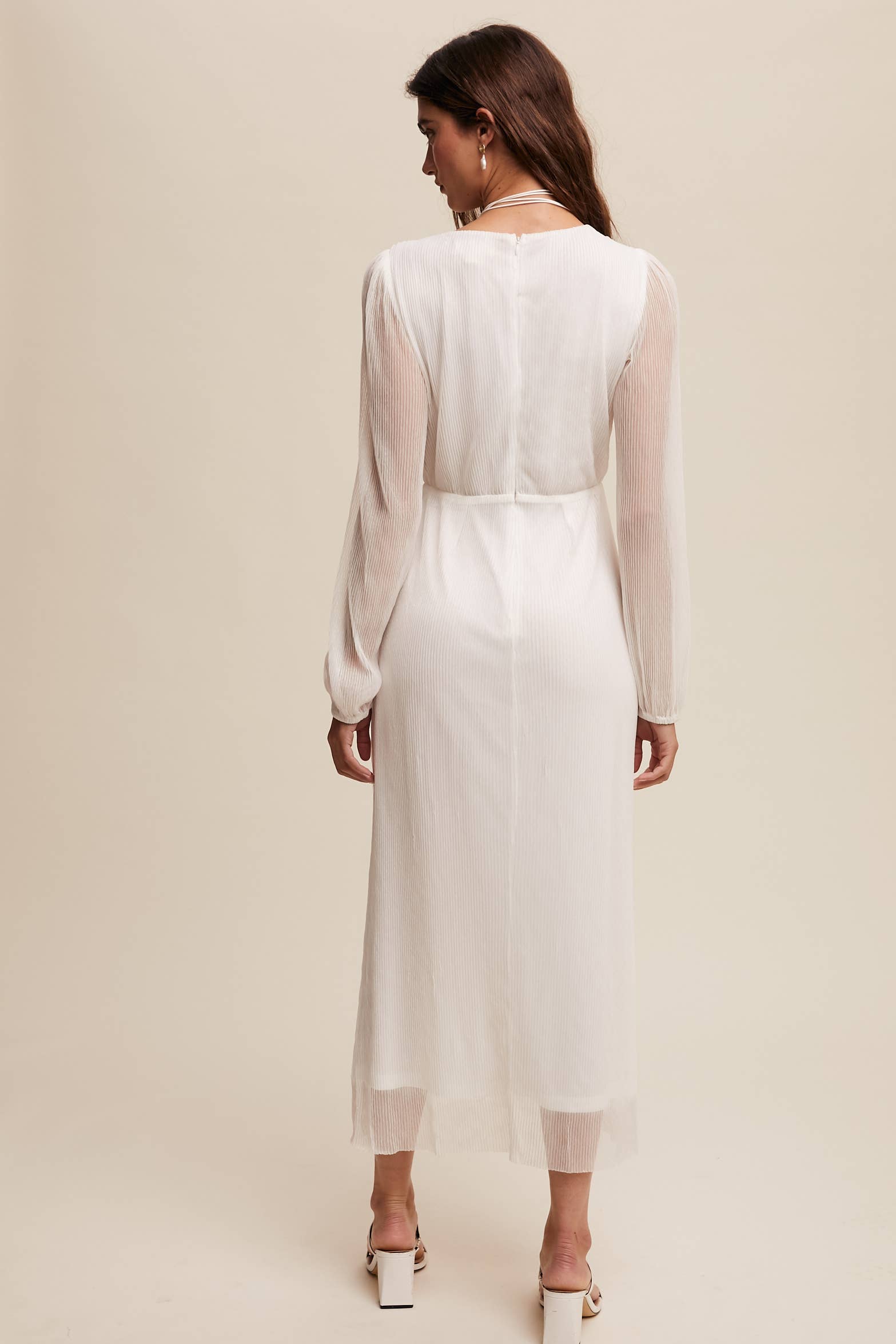 Listicle - Wholesale Jurk - Dames - Glanzende geplooide wikkel midi-jurk LD132227