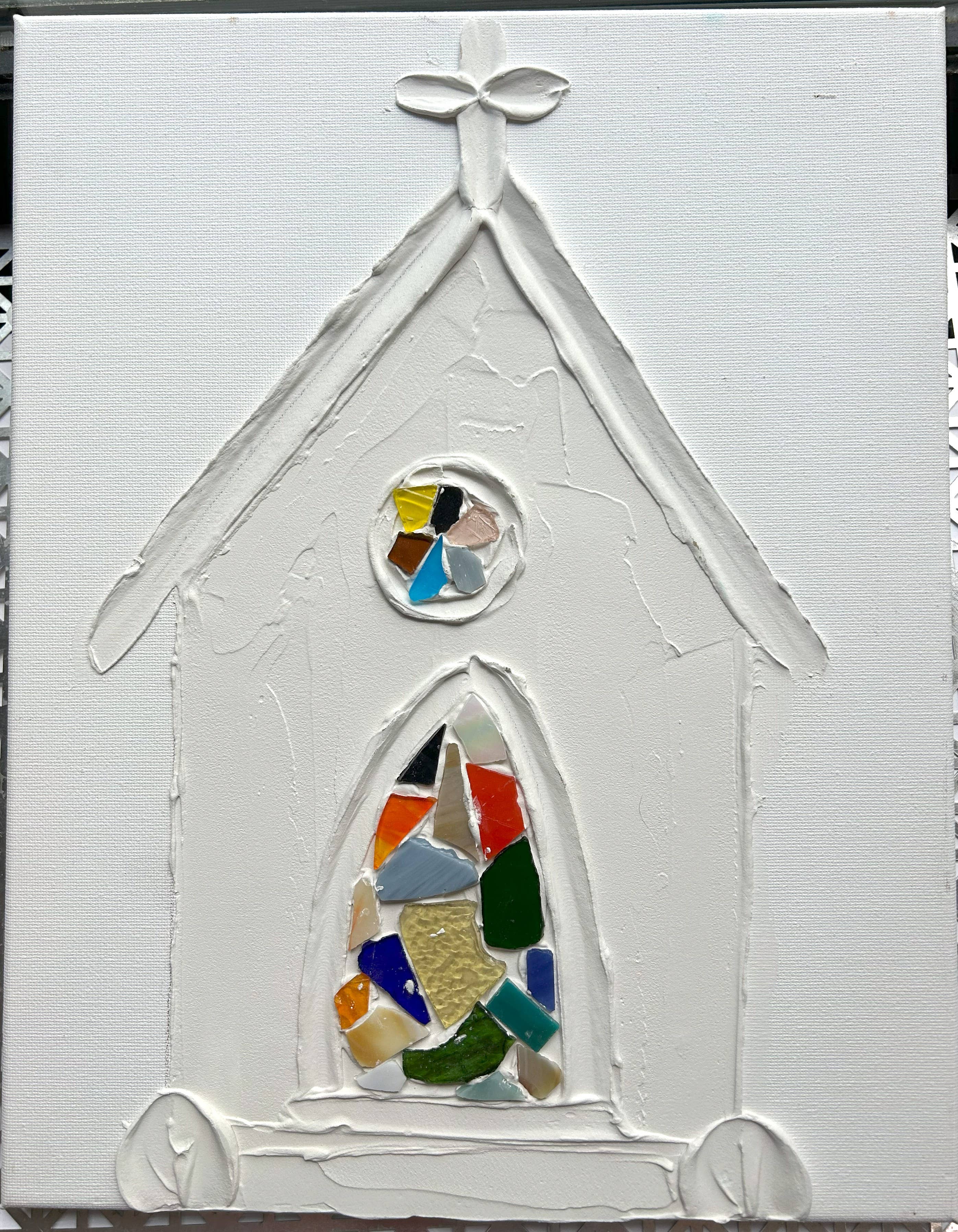 Coddiwomple - Wholesale DIY craft kit - Paint Your Own Canvas 8x10 church with stained glass1