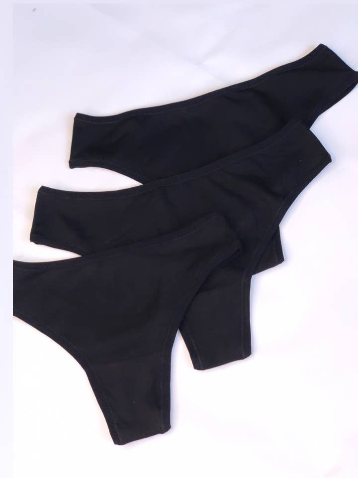 thong panty set cotton black for wholesale by DaLingerie