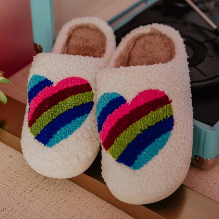 Rainbow Heart Slipper House Shoes for wholesale by Katydid