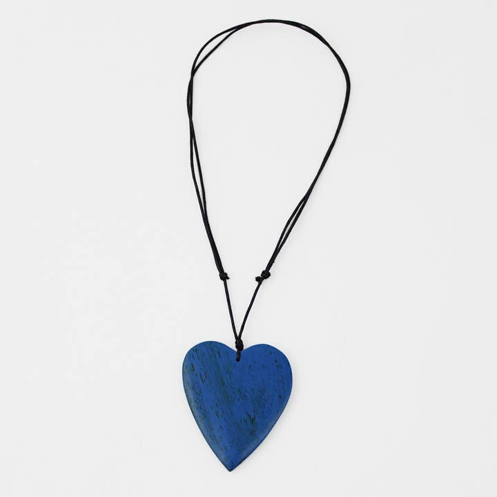 Blue Gabi Heart Wood Necklace for wholesale by Sylca Designs