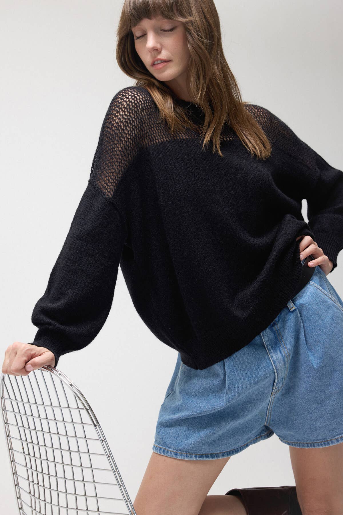 Lara Daisy - Wholesale Knit Top - Women's - Sheer Shoulder Cozy Knit Pullover Top3