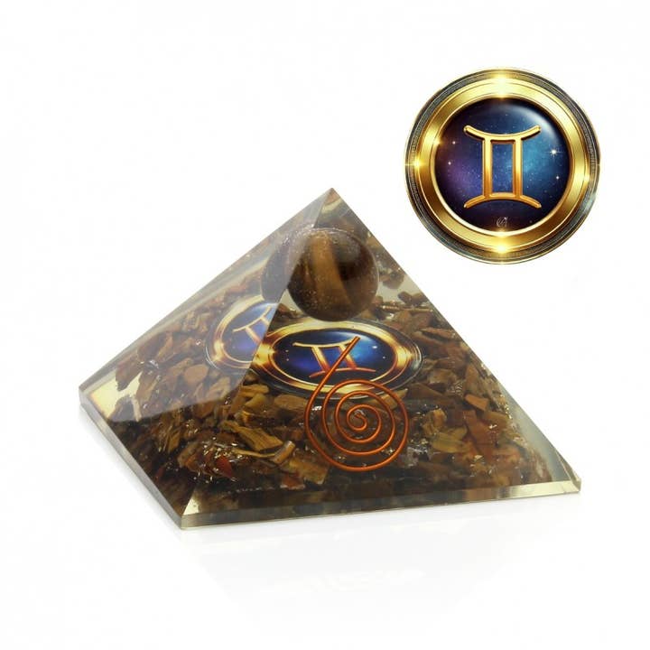 UniArt - Wholesale Spiritual Stone/Crystal - Orgonite pyramid with zodiac symbol2