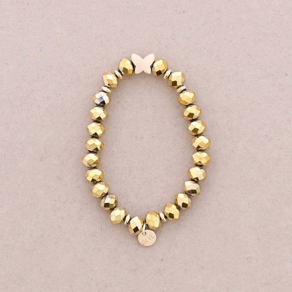 Sonata - Wholesale Beaded Bracelet - Elastic Bracelet with Faceted Crystal Butterfly Metal5