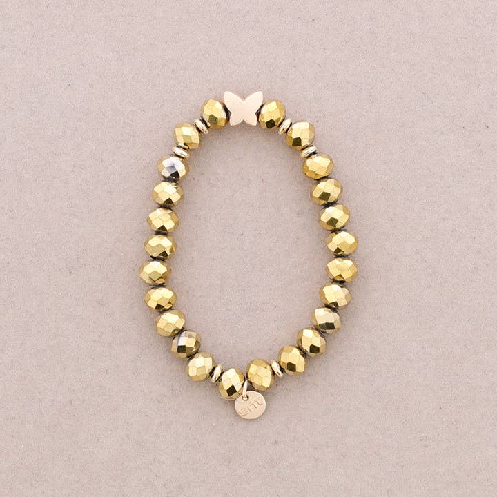 Sonata - Wholesale Beaded Bracelet - Elastic Bracelet with Faceted Crystal Butterfly Metal5