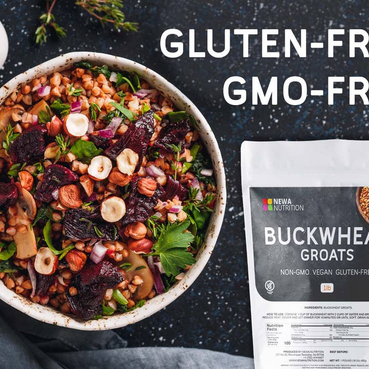 Newa Nutrition INC – Proteína/Superalimento em pó por atacado – Grumos de trigo sarraceno orgânico da Newa Nutrition. NÃO - OGM, Glute1