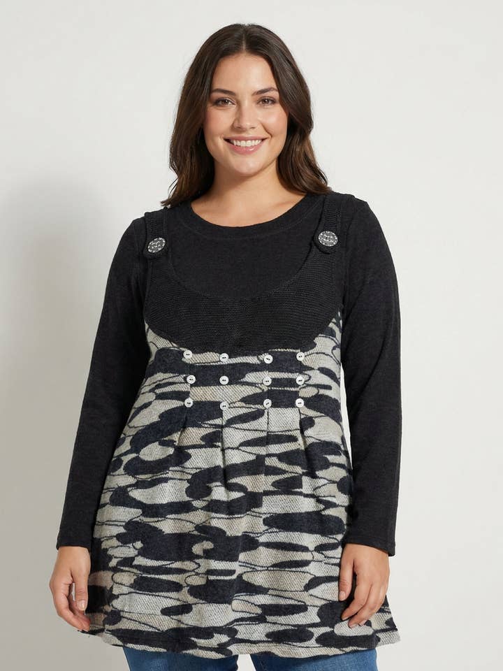 Ensemble Pull + top imprimé grande taille (A032) pour la vente par Pomme Rouge Paris