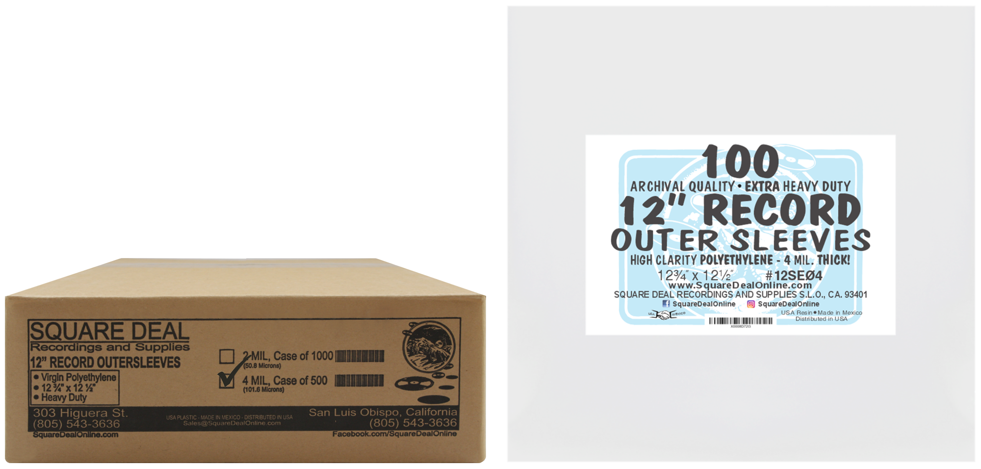 Square Deal Recordings & Supplies – wholesale Music accessory – 12" Record Outer Sleeves Extra Heavy Duty 4mil Thick Vinyl 2