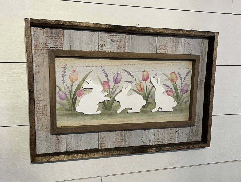 Rae Ray's Decor & More - Wholesale Wall Accent - 3 Bunny Tulip Garden0