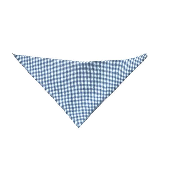 Baby Blue Gingham Linen Pet Bandana for wholesale by Behle Farm
