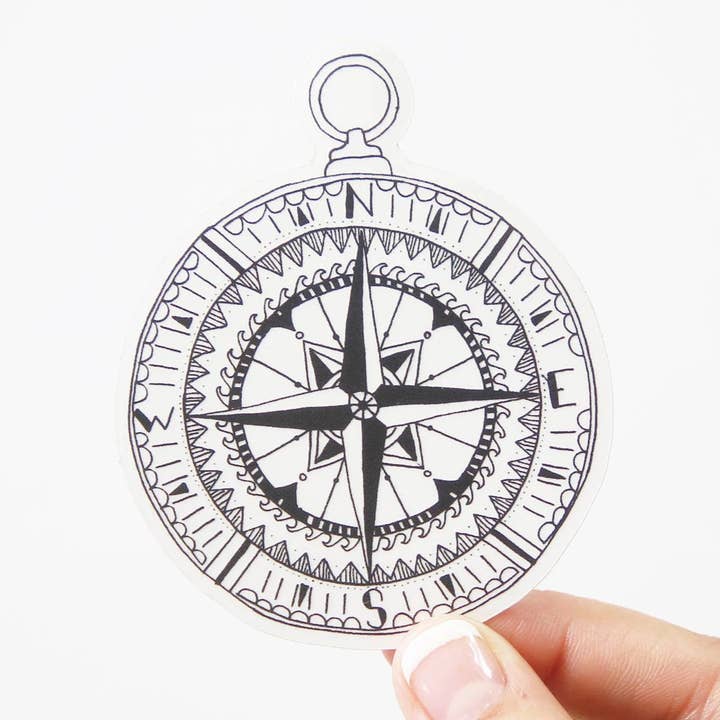 Black Compass Transparent Sticker for wholesale by Union Made