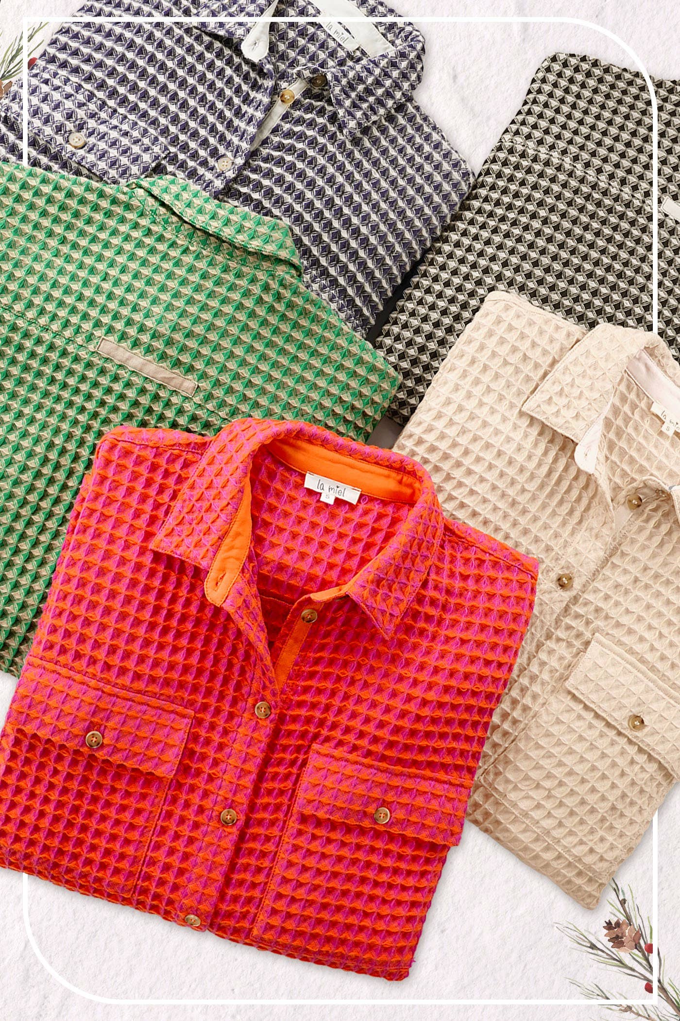 La Miel – Engroshandel Skjortejakke/shacket – til kvinder – La Miel unik waffeltekstureret oversized skjortejakke med knapper36