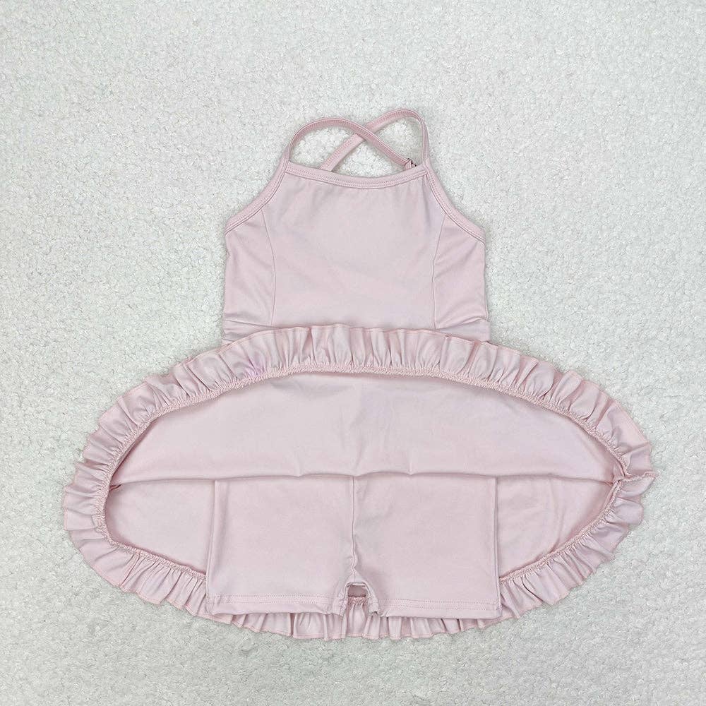 Aier Wholesale - Wholesale Athletic Dress - Kids - Baby Girls Pink Knit Knee Length Active Wear Dresses1