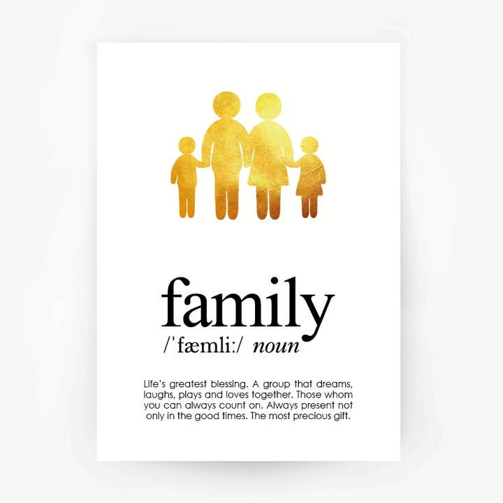 Familj Keepsake Folie Print för wholesale av The Artisan Gift Co.
