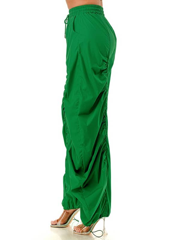 Namatt Design - Wholesale Pants - Women's - Regular Elastic Waist Pleated Loose Fit Jogger Pants